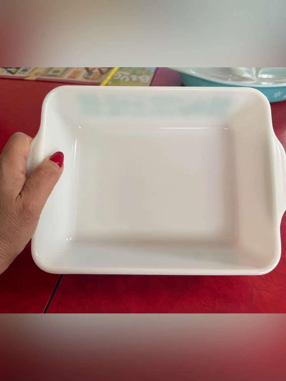 Vintage Pyrex 0503 Amish Butterprint Turquoise Refrigerator Dish 1.5 Qt No Lid